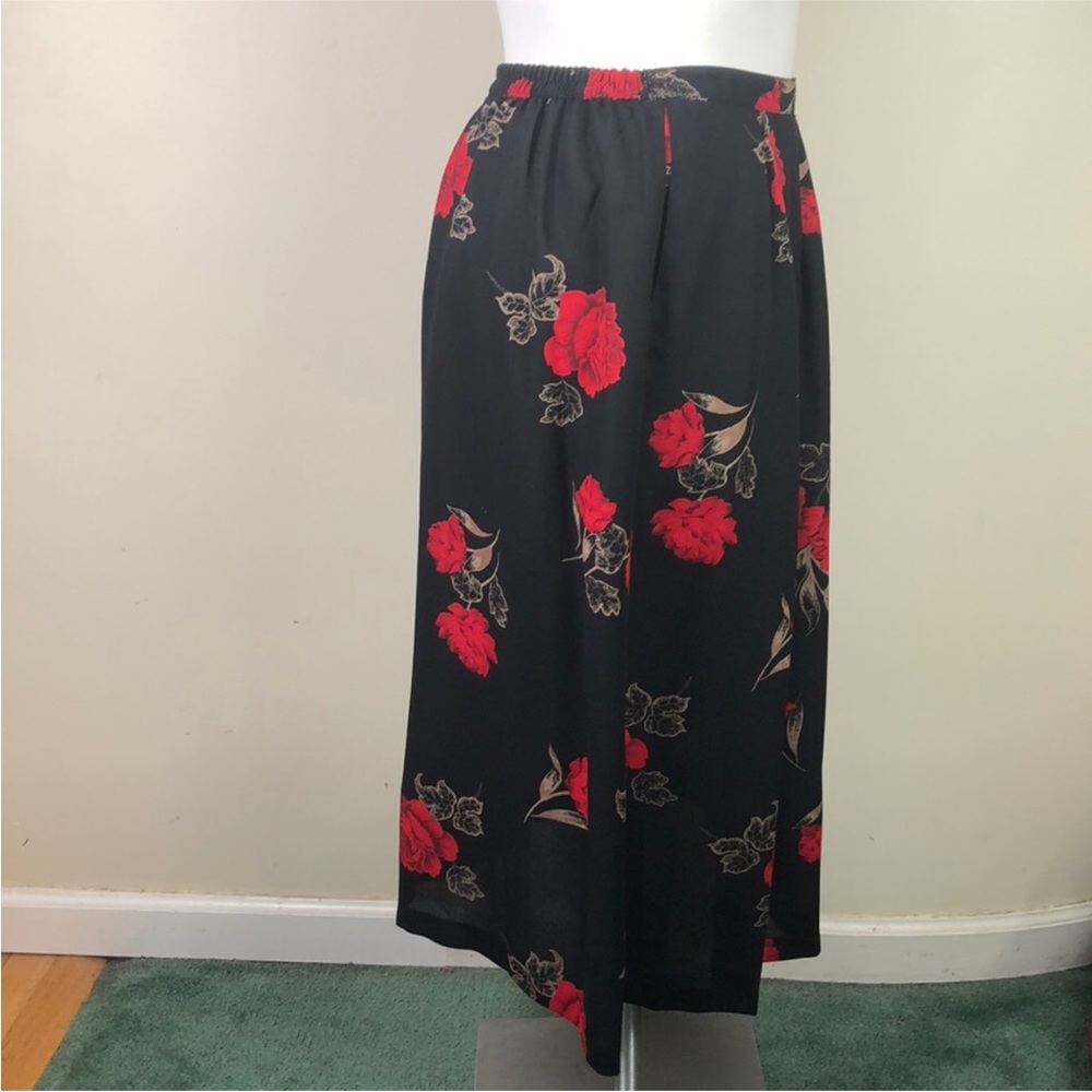 Vintage Alfred Dunner Skirt Set Black Long Sleeve Red Rose - Picture 3 of 8